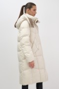 Купить Пальто зимнее утепленное с капюшоном женское бежевого цвета 7709B, фото 14