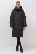 Купить Пальто зимнее утепленное с капюшоном женское черного цвета 7709Ch, фото 6