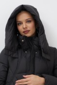 Купить Пальто зимнее утепленное с капюшоном женское черного цвета 7709Ch, фото 17