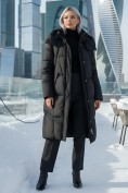 Купить Пальто зимнее утепленное с капюшоном женское черного цвета 7709Ch, фото 5