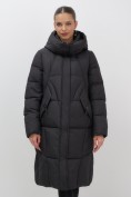Купить Пальто зимнее утепленное с капюшоном женское черного цвета 7709Ch, фото 9