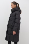 Купить Пальто зимнее утепленное с капюшоном женское черного цвета 7709Ch, фото 10