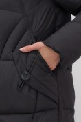 Купить Пальто зимнее утепленное с капюшоном женское черного цвета 7709Ch, фото 12