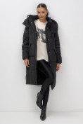 Купить Пальто зимнее утепленное с капюшоном женское черного цвета 7709Ch, фото 14