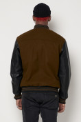 Купить Бомбер мужской демисенный коричневого цвета 77161K, фото 4