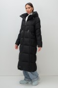 Купить Пальто зимнее утепленное с капюшоном женское черного цвета 7729Ch, фото 17