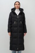 Купить Пальто зимнее утепленное с капюшоном женское черного цвета 7729Ch, фото 6