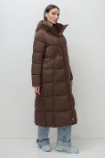 Купить Пальто зимнее утепленное с капюшоном женское коричневого цвета 7729K, фото 13
