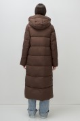 Купить Пальто зимнее утепленное с капюшоном женское коричневого цвета 7729K, фото 14