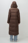 Купить Пальто зимнее утепленное с капюшоном женское коричневого цвета 7729K, фото 15