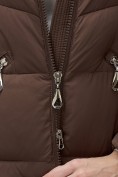Купить Пальто зимнее утепленное с капюшоном женское коричневого цвета 7729K, фото 24