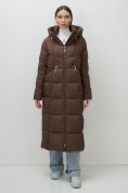 Купить Пальто зимнее утепленное с капюшоном женское коричневого цвета 7729K, фото 11