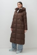 Купить Пальто зимнее утепленное с капюшоном женское коричневого цвета 7729K, фото 12