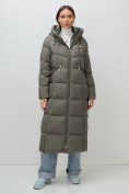 Купить Пальто зимнее утепленное с капюшоном женское темно-серого цвета 7729TC, фото 15