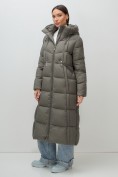 Купить Пальто зимнее утепленное с капюшоном женское темно-серого цвета 7729TC, фото 16