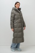Купить Пальто зимнее утепленное с капюшоном женское темно-серого цвета 7729TC, фото 17