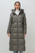 Купить Пальто зимнее утепленное с капюшоном женское темно-серого цвета 7729TC, фото 7