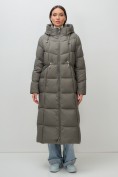 Купить Пальто зимнее утепленное с капюшоном женское темно-серого цвета 7729TC, фото 20