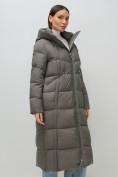 Купить Пальто зимнее утепленное с капюшоном женское темно-серого цвета 7729TC, фото 8