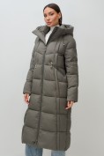 Купить Пальто зимнее утепленное с капюшоном женское темно-серого цвета 7729TC, фото 9