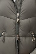 Купить Пальто зимнее утепленное с капюшоном женское темно-серого цвета 7729TC, фото 13