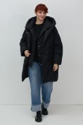 Купить Пальто двубортная зимнее утепленное женское черного цвета 7732Ch, фото 7