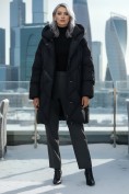 Купить Пальто двубортная зимнее утепленное женское черного цвета 7732Ch, фото 2