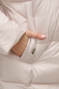 Купить Куртка двубортная женская зимняя с капюшоном бежевого цвета 7736B, фото 14