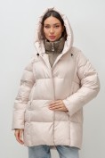 Купить Куртка двубортная женская зимняя с капюшоном бежевого цвета 7736B, фото 12