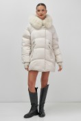Купить Куртка зимняя женская с мехом и капюшоном тренд бежевого цвета 7737B, фото 16