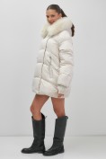 Купить Куртка зимняя женская с мехом и капюшоном тренд бежевого цвета 7737B, фото 17
