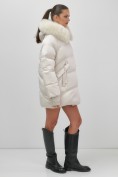 Купить Куртка зимняя женская с мехом и капюшоном тренд бежевого цвета 7737B, фото 18