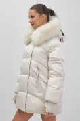 Купить Куртка зимняя женская с мехом и капюшоном тренд бежевого цвета 7737B, фото 6