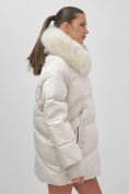 Купить Куртка зимняя женская с мехом и капюшоном тренд бежевого цвета 7737B, фото 7