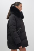 Купить Куртка зимняя женская с мехом и капюшоном тренд черного цвета 7737Ch, фото 14