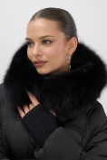 Купить Куртка зимняя женская с мехом и капюшоном тренд черного цвета 7737Ch, фото 18