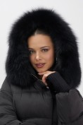 Купить Куртка зимняя женская с мехом и капюшоном тренд черного цвета 7737Ch, фото 19
