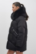 Купить Куртка зимняя женская с мехом и капюшоном тренд черного цвета 7737Ch, фото 13