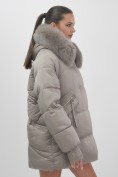 Купить Куртка зимняя женская с мехом и капюшоном тренд светло-коричневого цвета 7737SK, фото 11