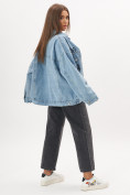 Купить Джинсовая куртка женская оверсайз голубого цвета 7738Gl, фото 11