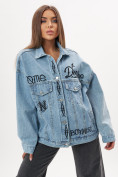Купить Джинсовая куртка женская оверсайз голубого цвета 7738Gl, фото 16