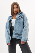 Купить Джинсовая куртка женская оверсайз голубого цвета 7738Gl, фото 3