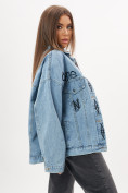 Купить Джинсовая куртка женская оверсайз голубого цвета 7738Gl, фото 5