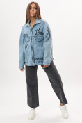 Купить Джинсовая куртка женская оверсайз голубого цвета 7738Gl, фото 8