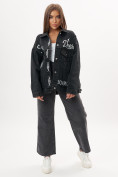 Купить Джинсовая куртка женская оверсайз темно-серого цвета 7738TC, фото 2