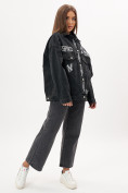 Купить Джинсовая куртка женская оверсайз темно-серого цвета 7738TC, фото 13