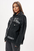 Купить Джинсовая куртка женская оверсайз темно-серого цвета 7738TC, фото 15