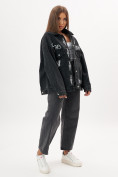 Купить Джинсовая куртка женская оверсайз темно-серого цвета 7738TC, фото 3