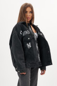 Купить Джинсовая куртка женская оверсайз темно-серого цвета 7738TC, фото 6