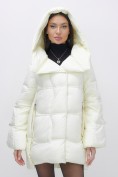 Купить Куртка зимняя женская с большим капюшоном модная бежевого цвета 7739B, фото 13